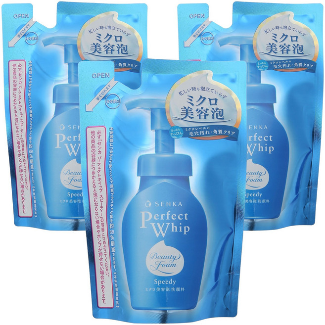 SENKA 專科 Speedy超微米潔顏慕斯補充包, 3瓶, 130ml
