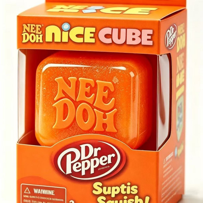 NEE DOH Dr Pepper 方塊解壓玩具 蘇打糖冰塊造型, 1個, Needoh-同款芬達色捏捏樂