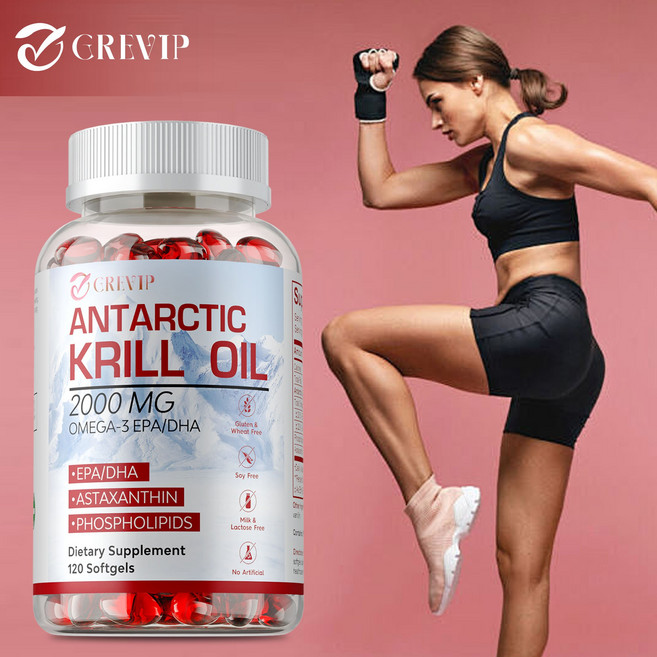 남극 크릴 오일 - 뇌 관절 및 심장 건강 심혈관 건강, 1개, 60정