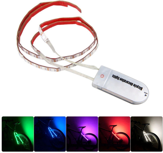 발통마켓 자전거 프레임 LED바 방수 후미등 휠라이트 5컬러 라이트 바, 레드, 1개