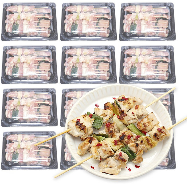 가나안식품 업소용 파닭꼬치 20팩 냉동 닭꼬치 숯불 캠핑 파닭 데리야끼, 400g