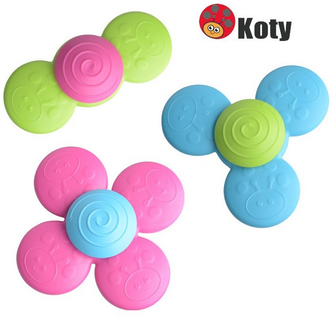 Koty 寶寶玩具 轉轉樂 吸盤旋轉玩具 陀螺玩具 泡澡玩具, 1個, KOTY糖果色(感統訓練)