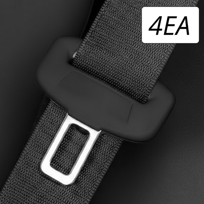 자동차 안전벨트클립 실리콘 보호커버, 블랙, 4개