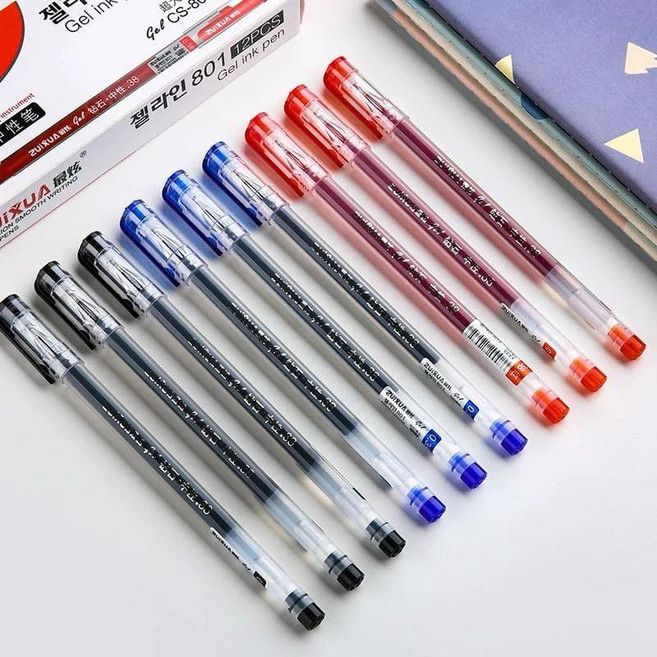ZUIXUA 綴華 鑽石筆頭中性筆 0.5mm 大容量全針管設計 學生辦公書寫筆, 1個, 黑色, 黑色