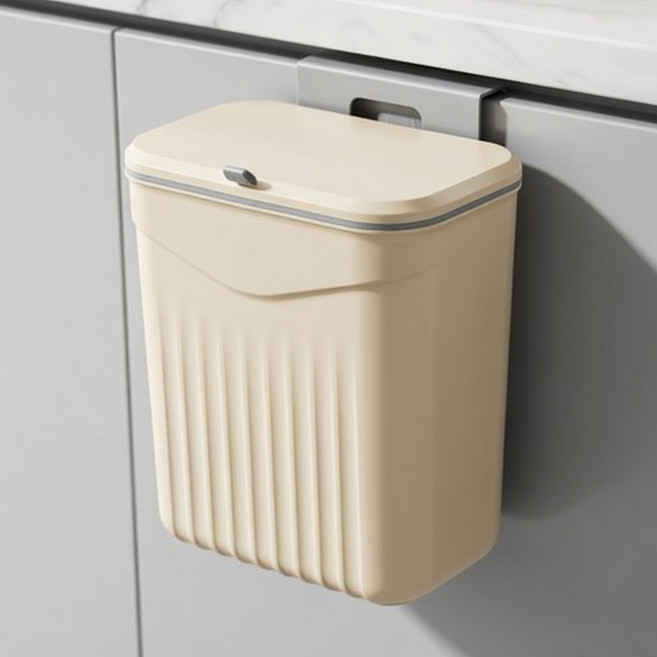 꼼수창고 주방 걸이형 싱크대 휴지통 + 싱크대 홀더 + 벽걸이 홀더 세트, 베이지