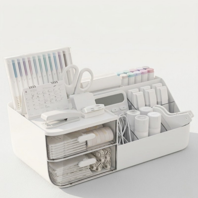 투원 다용도 책상 화장대 정리함 서랍형 데스크 오거나이저 소품 수납 보관함, 1개, 화이트