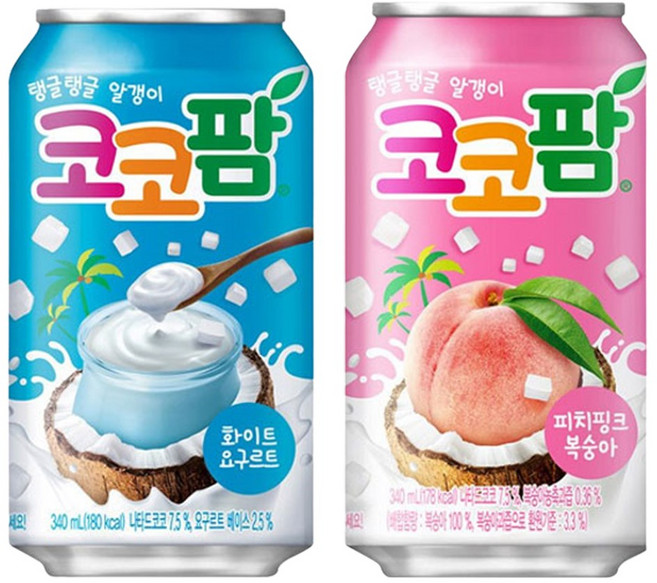 코코팜 피치핑크&화이트 340m X 각12개(총24개) 과즙음료, 24개, 340ml