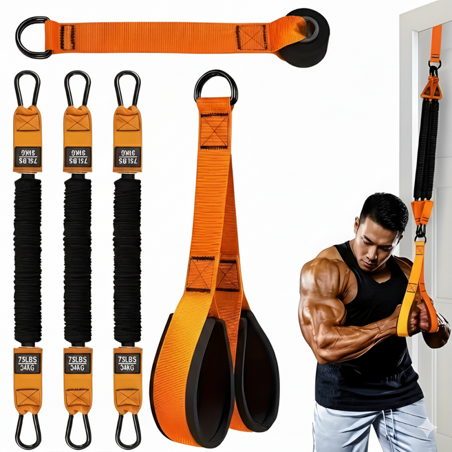 디노트 라텍스 홈트 문틈 튜빙 운동 밴드, 1개, 문틈 저항 밴드(오렌지)