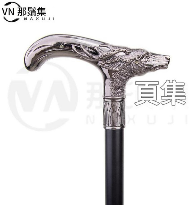 金屬紳士手杖 動物造型手柄 登山杖, 西卡鹿古銀色, 1個