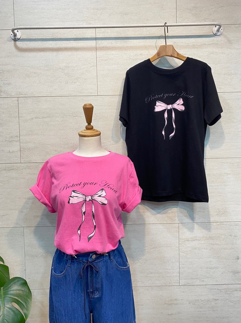 에잇컨셉 테잎 리본반팔 티셔츠 C22E7FTS057 (3컬러)