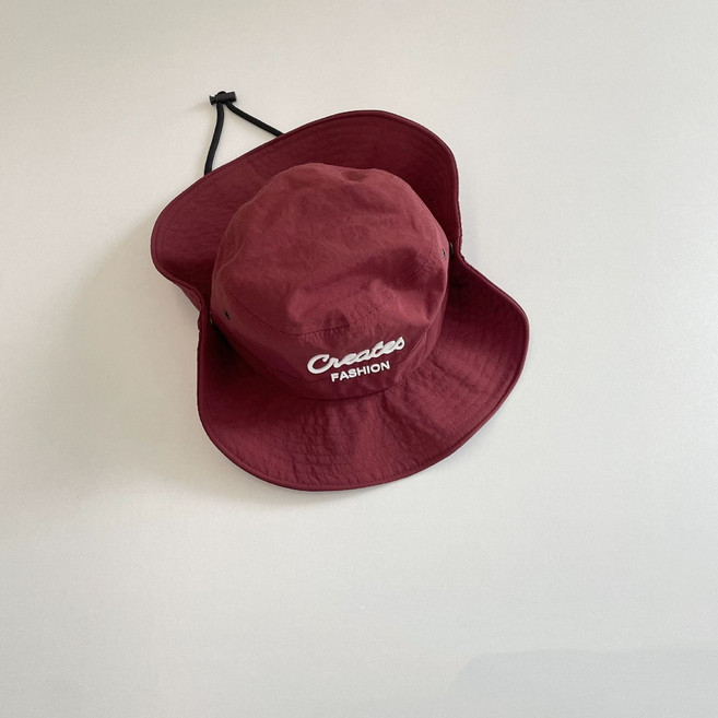 兒童漁夫帽 戶外遮陽帽 速乾透氣 露營登山帽, 1個, 鐵柱紅2-8歲