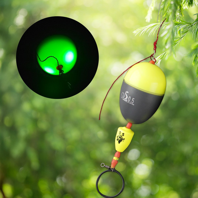 999피싱 전자 구멍찌 완성채비 세트 바다 반유동 수중찌 찌낚시, 1개, 노랑 1.5호