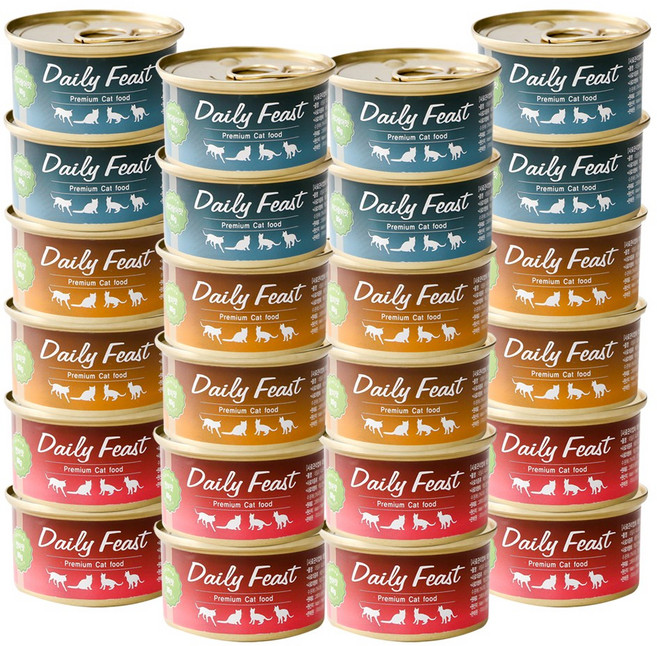 데일리 피스트 프리미엄캔 고양이간식, 24개, 80g, 콤보(3종 8개씩)