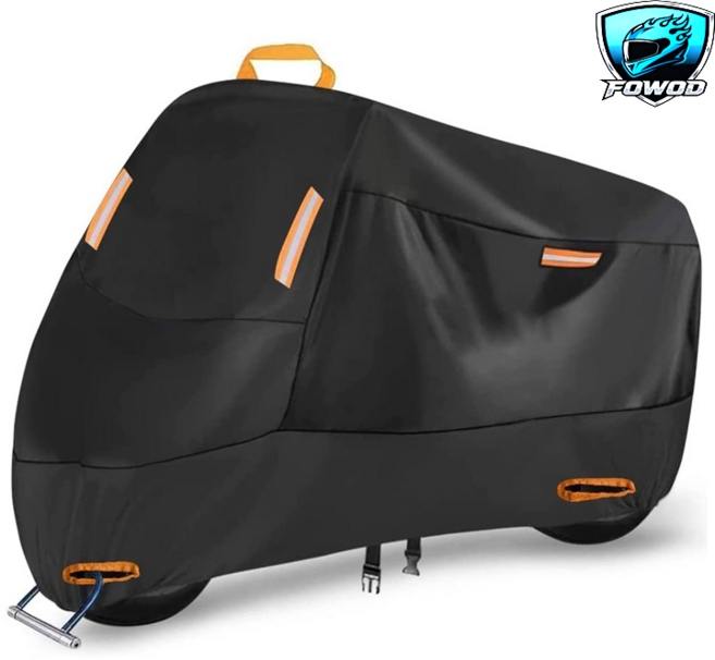오토바이 커버 210D 내열 방수 방풍 튼튼한 자전거 옥스포드 주차 커버, 블랙