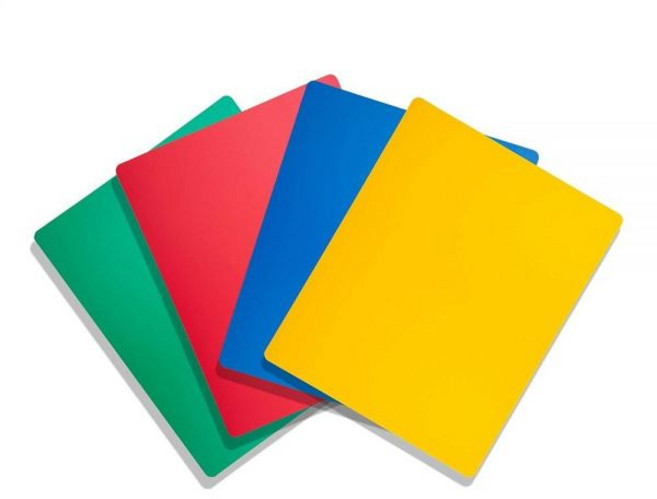 전문가용 주방 도마 매트 - 38.1 x 30.5cm(15 12인치) 미국공중위생국 승인 유연한 4가지 색상 세트(레드 블루 그린 옐로우) 육류 채소 및 해산물용(두, 전문가용 주방 도마 매트 - 38.1 x 30.5cm(