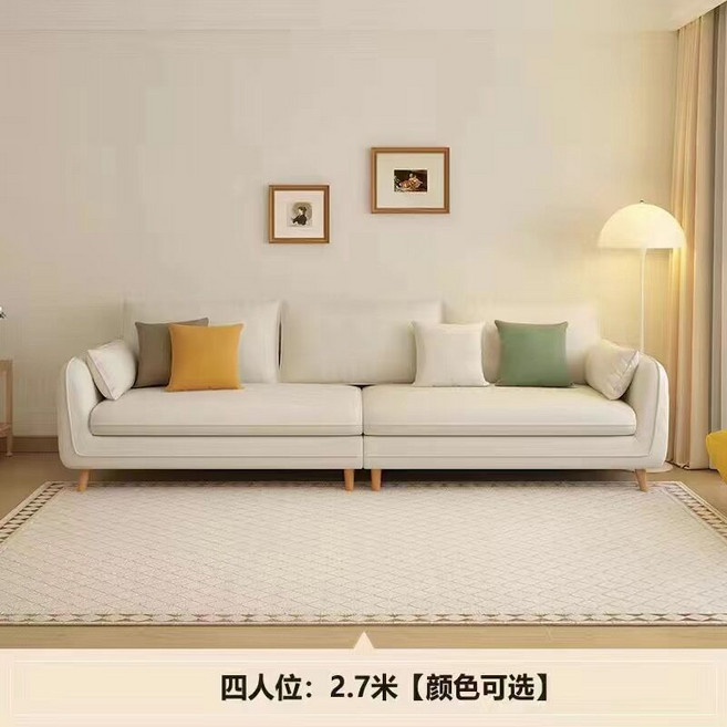 小凡精品家具館 奶油色科技布藝沙發, 米白色, 防刮耐磨貓抓皮＋海綿款