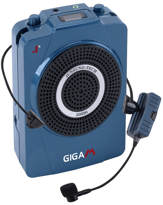 준성테크 기가엠 2000H 강의용 무선마이크 앰프 기가폰 무선 헤드셋마이크 학급운영 수업용