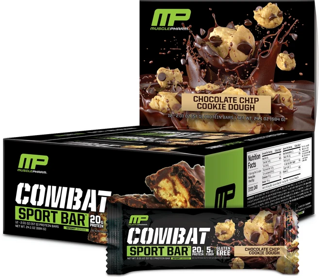 머슬팜 컴뱃 크런치 스포츠 프로틴 바 초콜릿 칩 쿠키 도우 12개입, 684g, 1개 - 쿠팡