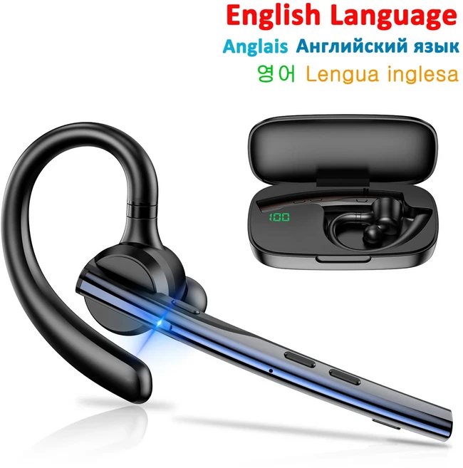 뉴비 M54 무선 이어폰 블루투스 헤드셋 싱글 이어피스 운전용 헤드폰 마이크 음소거 노이즈 캔슬링 핸즈프, 01 CHINA, 01 English Blue