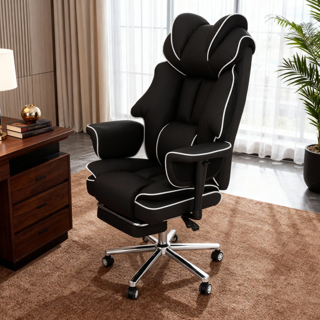 [로컬라이브] 인체공학적 게이밍 컴퓨터 의자 XH930A | 4D 팔걸이160도 리클라이너 프리미엄 중역 의자, 블랙