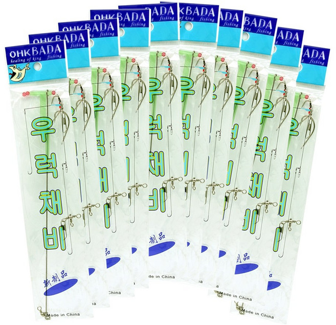 우럭 편대 채비 바다낚시 완성채비 백조기 뎀핑채비, 10개, 1개입