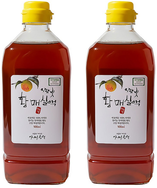 다올네이처 하동 유기농 매실청 비정제원당 황매실청, 900ml, 2개