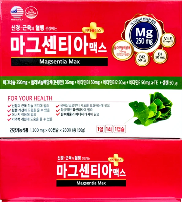 마그센티아 마그징코 마그앤징코페라 4개월치 8개월치 마그네슘 은행잎 센텔라아시아티카 추출물, 1박스, 120정 - 쿠팡