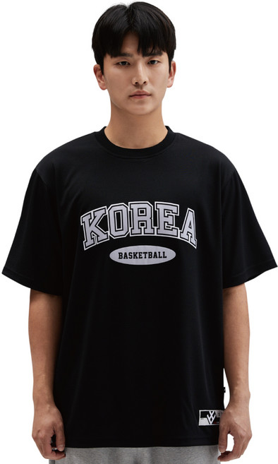[버저비터] 농구 반팔 블랙 화이트 KOREA 아치 로고 티셔츠