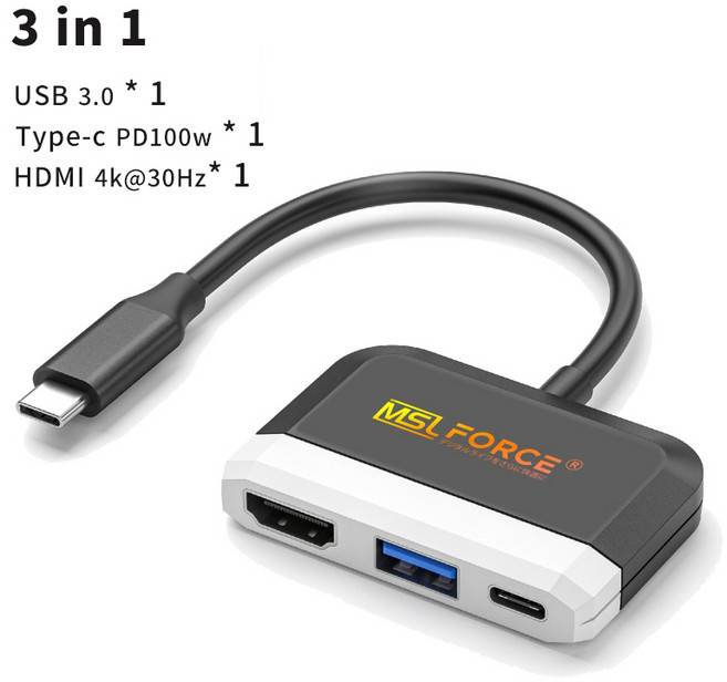 스팀 데크용 도킹 스테이션 ROG 앨리 스위치 닌텐도 도크 데이터 USB 3.0 타입 C-HDMI 4K 어댑터 아이패드 허브 다중 포트, [02] 3 IN 1