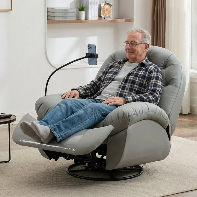 1인용 리클라이너 쇼파 무중력 모션 거실 소파 가죽 안락의자 방문설치, USB+전동(업그레이드), 다크그레이