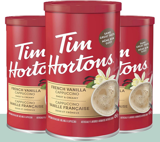 캐나다 팀홀튼 프렌치바닐라 카푸치노 인스턴트커피 454g 3개, 캔(454g), 1개입