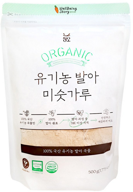 청오 유기농 발아 미숫가루 선식, 500g, 1개
