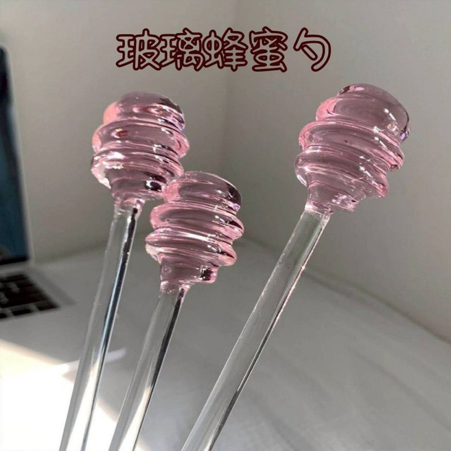 玻璃蜂蜜勺, 透明粉, 1個