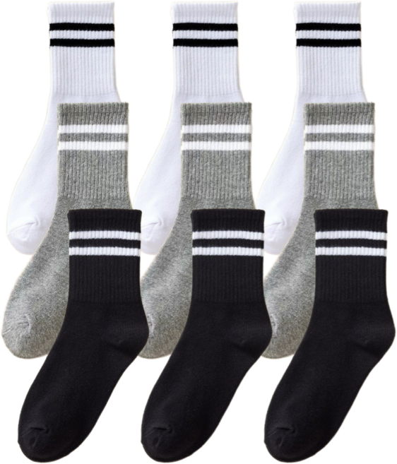 바디스윗 주니어 스트라이프 중목 양말 9켤레