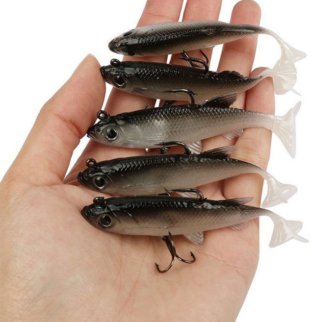 소프트베이트 낚시 루어 실리콘 인공 미끼 물고기 KGD02214, 5개