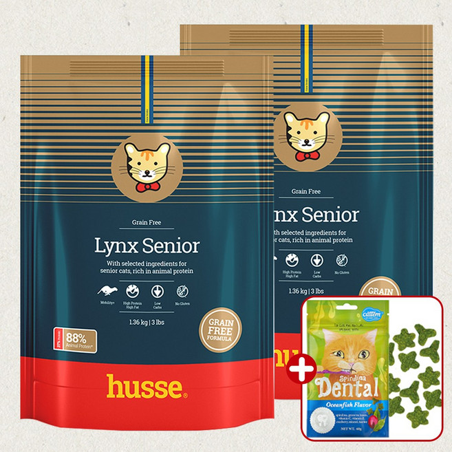 후새 캣 링크스시니어 노령묘 그레인프리 저탄수 후세 고양이사료 + 사은품, 2개, 1.36kg, 닭