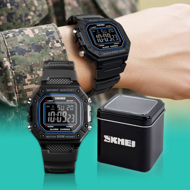 SKMEI 내사랑꾸나 군인 훈련소 방수 시계 S 1496 + 케이스 세트