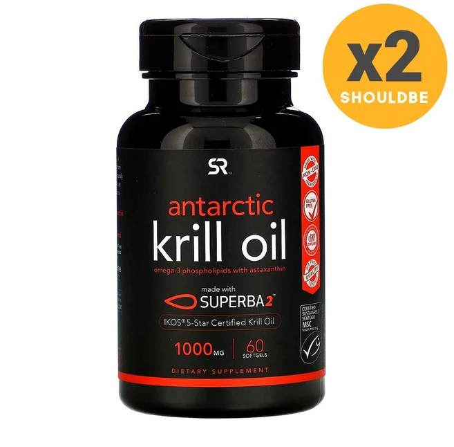 Sports Research Antarctic Krill Oil 1000mg 60캡슐, 60정, 2개 - 쿠팡