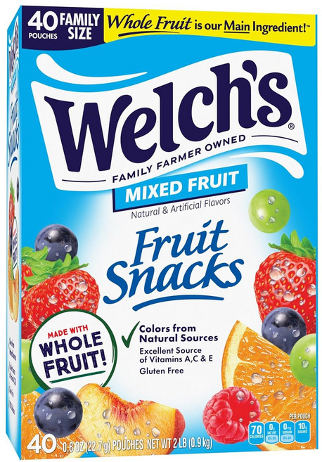 [미국직배송]웰치스Welch's 프루트 스낵 젤리 믹스 561g (22개입x22.5g), 22.7g, 40개