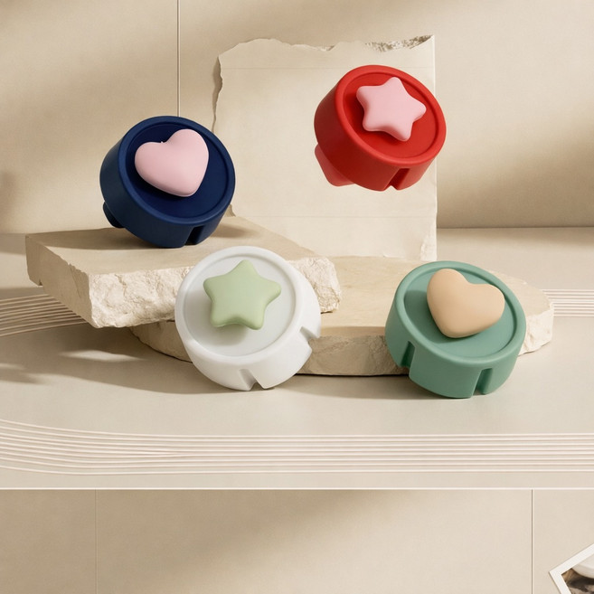 유아 안전 실리콘 콘센트 커버 별 하트 디자인 감전방지 콘센트 보호캡 4p, 4개, 네이비,화이트,그린,레드