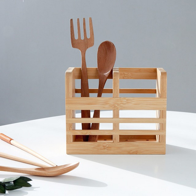 마켓비 JAWAL 사각 대나무 원목수저통, 1개