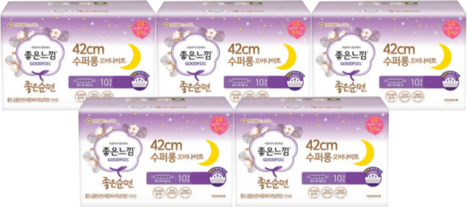 좋은느낌 좋은순면 수퍼롱, 슈퍼롱, 10매, 5개