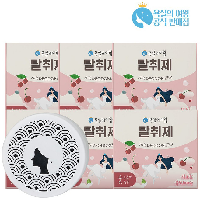 욕실의여왕 숯목초액함유 탈취제 블랙체리향 본품, 230g, 6개