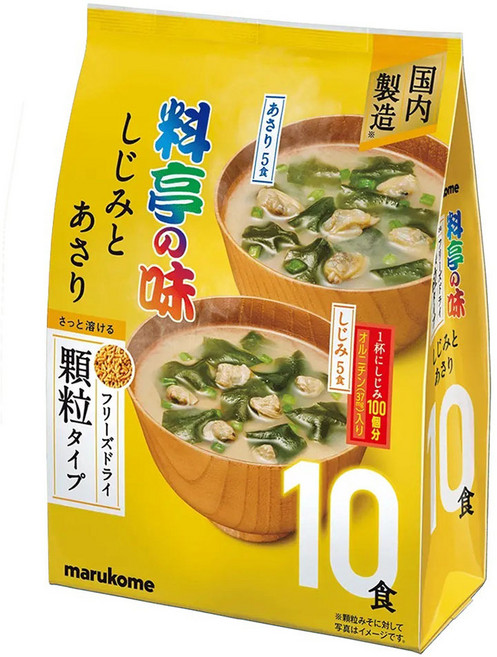 marukome 大容量冷凍乾燥顆粒味噌湯 蛤蜊 5入 + 貝類 5入, 1個, 70g