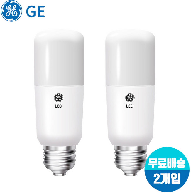 GE LED브라이트 스틱 전구 9W E26 1등급 x 2개입, 전구색, 1세트