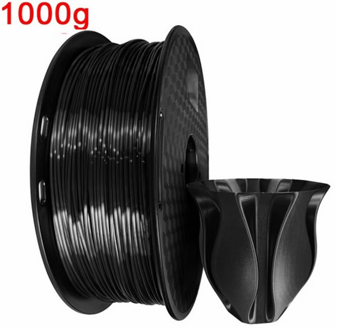EasyThreed 3D 프린터 PLA 실크 필라멘트 1.75mm 실키 필라멘트 PLA 1KG 3D 블랙 실버 버블 진공 없음, [02] Black-250g