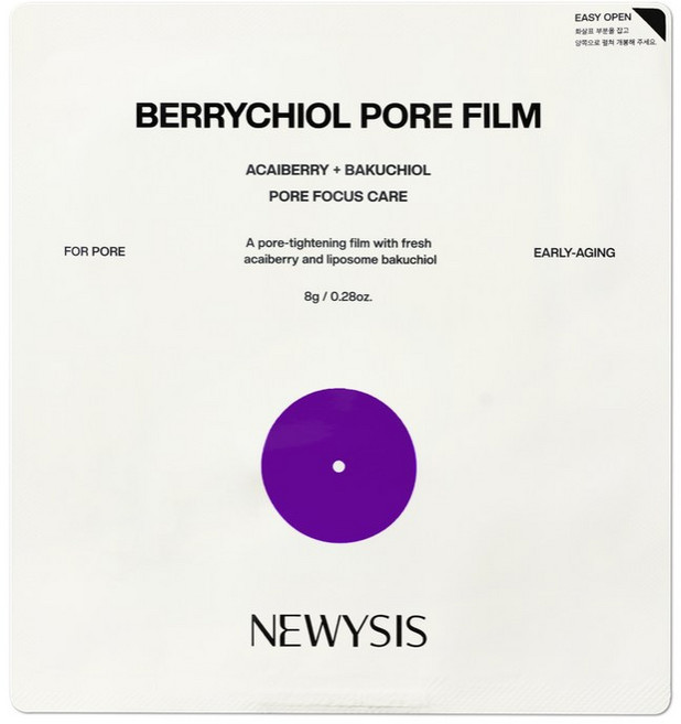 뉴이시스 베리치올 모공 필름 바쿠치올 아사이베리 타이트닝 턴오버 마스크 팩, 1개, 4개입
