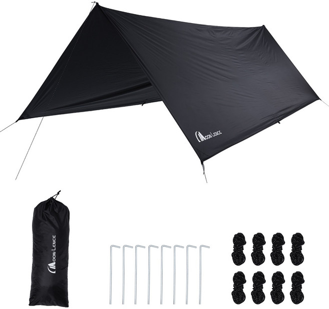 MOON LENCE 자외선 차단 타프 UFP50+ 방수 캠핑 타프 그늘막 방수포 비닐 코팅 내수압3000mm 간편 단열 방수 190T 플리에스터 UV차단, 3*4M