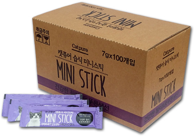 캣퓨어 미니스틱 참치&등푸른생선 (7g x 100개입)고양이 간식 츄르 (감사이벤트 5+1), 100개