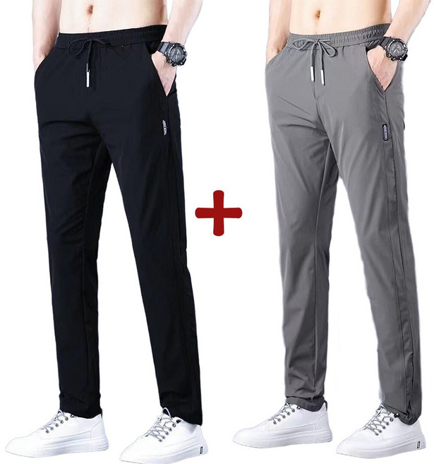 셀럽당 1+1여름 얇은 스판 긴바지 남자 캐주얼 슬랙스 남자 빅사이즈 일자바지M1563